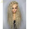 Perruques en dentelle 613 Blonde Blonde à cheveux humains bouclés Full Transparent HD Vave profonde frontale brésilien Brésilien Pré-cueillette Water Front Tobi2244087802338561