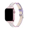 Bracelet en cuir de diamant de luxe pour dames pour Apple Watch Series 7 6 5 4 3 Bracelet Ceinture Iwatch Band 45mm 41mm 40mm 44mm 38mm 42mm Bracelet de montre à paillettes Accessoires de bracelet