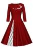 Vintage Dress Quarter Sleevee Flora Printed Work Dress Women Retro 50s 60s Rockabilly Party Dresses Midi Calf FS1506