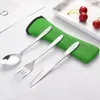 Knife Fork Spoon Set Cutlery-Set Tableware Dinner Lunch Sets Bags Print Carving Stainless Steel Cutlery School Picnic Camping Eating Tool SN4362