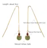 Dangle & Chandelier Sterling Silver Chain Hetian Jade Gold Line Drop Long Earring Female Ear Red Garnet Bead Jewelry Gift For Lover WeddingD