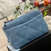 Italie Femmes Classique Mini Flap 19 Sacs Bicolore Matelassé Denim Grande Capacité Matériel En Métal Doré Bandoulière Épaule De Luxe Designer Sacoche Sacs À Main 26X16CM