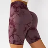 Yoga -outfit Tie geverfd naadloze shorts vrouwen hoge taille fitness perzik heup panty leggings gym sport zomer fietsen shortsyoga