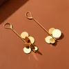 French Niche Design Stud Cold Wind Long Round Metal Earrings Advanced Ins Exaggerated Catwalk Fashion Jewelry Gift Accessories