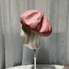 BERETS INS OCTAGONAL BERET PUレザーブリティッシュレトロ日本のファッション画家カボチャのカボチャの帽子を見せて