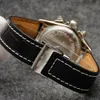 44mm Chronomat B01 KVALITETSKAV KRONOGRAPH KVARTS MOSION Black Dial 50th Anniversary Men Watch Leather Strap Mens armbandsur