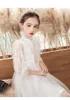 Abiti da ragazza Elegante pizzo bianco Flower Girl Abito da festa nuziale Manica lunga Ragazze Pageant Princess Birthday Dress Prima comunione