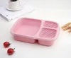 Lunch Box 3 Grid Wheat Straw Bento BagsRadeble Transparent Lid Food Container för arbete Portabla Student Lunchboxar Behållare till sjöss 300 st DAS463