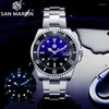 Armbanduhren San Martin 43mm Diver Water Ghost MOP Zifferblatt Luxus Saphir Männer Automatische mechanische Uhren 60Bar Leuchtdatum Helium DeviceWr