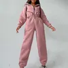 Costumes pour femmes Femmes Polaire Combinaison Romper Solide Lâche 2022 Hiver Cordon Zipper Sweats à capuche Tunique Combinaisons Femme Casual Fashio