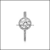 Jóias 925 Sier CZ Ring Diamond Pandora Anel de casamento para meninas homens e mulheres engajamento 1074 V2 Drop Deliver