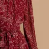 Casual Dresses Fashion Floral Long Sleeve Stand Collar Autumn Winter Dress Women Sexy Perspective Mini Chiffon A-Line VestidosCasual