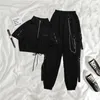 Deeptown harajuku techwear النساء البضائع السوداء السراويل الشرير سلسلة واسعة الساق السراويل للإناث الهيب هوب مول جوت الشارع الشهير ركض 220328
