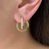 Stud Aide 925 boucles d'oreilles en argent Sterling cristal clair en forme de C pour femmes filles boucle d'oreille à deux cercles Pendientes bijoux finsStud9476665