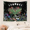 Taquestres cogumelos Tripppy Moth Tapestry lua de fase parede pendurada na borboleta estrela sala de colaboração Decortesterias de tampa de colchas