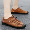 Slippers Men's Sandals 2022 Summer Male Beach أحذية جلدية حقيقية