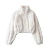 Icclek Korean Lose imitacja futra płaszcza kobiet jesień i zima zagęszczone pół wysokiego kołnierza krótka kurtka ciepła top T220716