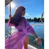 Women Mesh Sheer Bikini Cover ups Set See through Long Sleeve Crop Tops Cover Up Skirts Two Piece Swimwear Beach Dresses 220524