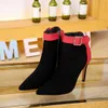 Stivali design-ewome tacchi a spillo moda scarpe eleganti in vera pelle scamosciata per feste di compleanno designer Stivaletti con punta a punta