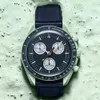 Bioceramic Mens 6 Pins Moon Earth Watches 쿼츠 크로노그래프 시계 Mission To Mercury 42mm 나일론 James Montre De Luxe 한정판 마스터 손목시계