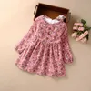 Vestidos de menina Natal 2022 Brand Floral Girls Dress Winter Warm Lã roupas de bebê espessando vestidos casuais vintage