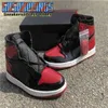 2021 YAYIN Jumpman 1 Bred Patent Deri Basketbol Ayakkabıları 555088-063 En Kaliteli Yüksek OG 1 S Siyah Kırmızı Toe Erkek Eğitmenler Moda Tasarımcısı