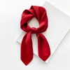 Шелк -атласный шарф женщин сплошной 70 см галстук на шей