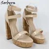 Sorbern Naken patentskvinnor Sandal Block High Heel Platform Summer Shoes Anpassad One-Strap Skor för Kvinnor 2021 Skräddarsy