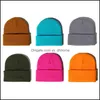 Party Hats Festive Supplies Home Garden Unisex Solid Color Warm Knitted Hat Thicken Cycling Fur Beanies Winter Soft Elastic Dhs53