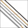 10 Yards/Rolle 2 mm 2,5 mm M Silber Gold Schwarz Edelstahl Bk Rolo Kette für DIY Schmuck Halskette Herstellung Materialien Lieferungen Drop Lieferung 2021