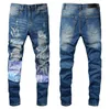 Mode Mens Jeans Cool Style Luxury Designer Denim Pant Estruerad Ripped Biker Black Blue Slim Fit Motorcykelstorlek 28-40 UU5Y