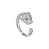 Bagues de créateurs de haute qualité, anneau ouvert, mode, incrustation complète, zircon cubique, œil vert, tête de léopard, anneaux pour femmes, bijoux femmes896499476