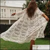 Sarongs Scarves Wraps Hats Gloves Fashion Accessories White Mesh Er Embroidery Lace Beach Up Vestido Playa Kaftan Robe De Plage Pareo Bik