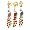 Émail Cristal Porte-clés De Luxe Multicolore Strass Animal Paon Pendentif Charme Forme Porte-clés Pour Cadeau