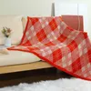 Filtar bohemisk stil soffa filt stickat geometriskt mönster luftkonditionering kast med tofs bärbar sommar täcke för breakblankets
