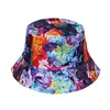 New Summer Colorful Graffiti Bucket Hat for Women Men Skull Floral Outdoor Foldable Bob Fisherman Hat Panama Hat HCS124