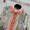 2022 Spring Summer Brand samma stil Två stycken Set Dress Lapel Neck Long Sleeve Empire Flora Print Womens Clothes Runway Dress Shirt