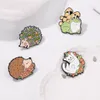 Animaux floraux émail broches personnalisé hérisson chat grenouille champignon broches revers Badges mignon Kawaii bijoux cadeau pour enfants amis