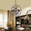 Pendant Lamps Nordic Iron Chain Cage Crystal Lights American Black RH Industrial Lamp Vintage Home Decor Hanging Light For Living RoomPendan