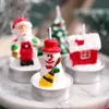 شمعة خالية من العطور 12pcs/Pack Santa Santa Snowman هدية تخزين شجرة تصميم شمعة XMAS الزخار