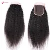 Peruansk obearbetad topp spetsstängningar hår 4x4 brasiliansk remy mänskligt hår kinky raka stängning bitar 1b del 130 afro yak324p