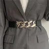 Pasy Złoty łańcuch Elastyczna srebrna metalowa talia dla kobiet wysokiej jakości rozciągnięcia Cummerbunds damskie płaszcze pasy