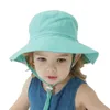 Zomerjongen meisje UV Beschermende katoenen vaste emmer hoeden Druk Baby Sun Caps 220514