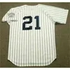 QQQ8 C202 MEN 11 CHUCK KNOBLAUCH 36 David Cone 25 Joe Girardi 18 Scott Brosius 21 Paul 24 Tino Martinez 1983 Home Baseball Jersey