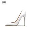 Famous brand New Real Brand Classics Pumps Fashion Women'S High Heel White Patent Leather Pointed Toe Red Sexy Wedding Shoes 41 Designer Classic luxury