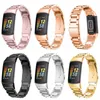 Rostfritt stål Watchband Armband Armband Bältesband Armband Sport Kvinnor Mål Metallband för Fitbit Charge 5 Aktivitet Tracker Charge5 Smart Watch Band