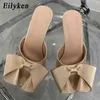 Eilyken nuova estate seta nodo a farfalla pantofola da donna moda diapositive donna elegante tacco alto sandali da esterno scarpe