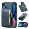 Rückseite Reißverschluss Geldbörse Kartensteckplatz Brieftasche Leder Handyhülle Hüllen für iPhone 13 12 11 Mini Pro Max 6 7 8 Plus 360 Schutz