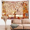 Psychedelic Tree of Life Wall Rug Gustav klättrar kyss hängande hippie boho dekor tyg abstrakt målning hem j220804