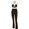 Women's Two Piece Pants European And American Jumpsuit Two-piece Drawstring Hanging Neck Casual Suit Sexy Club Party Style Summer 2022